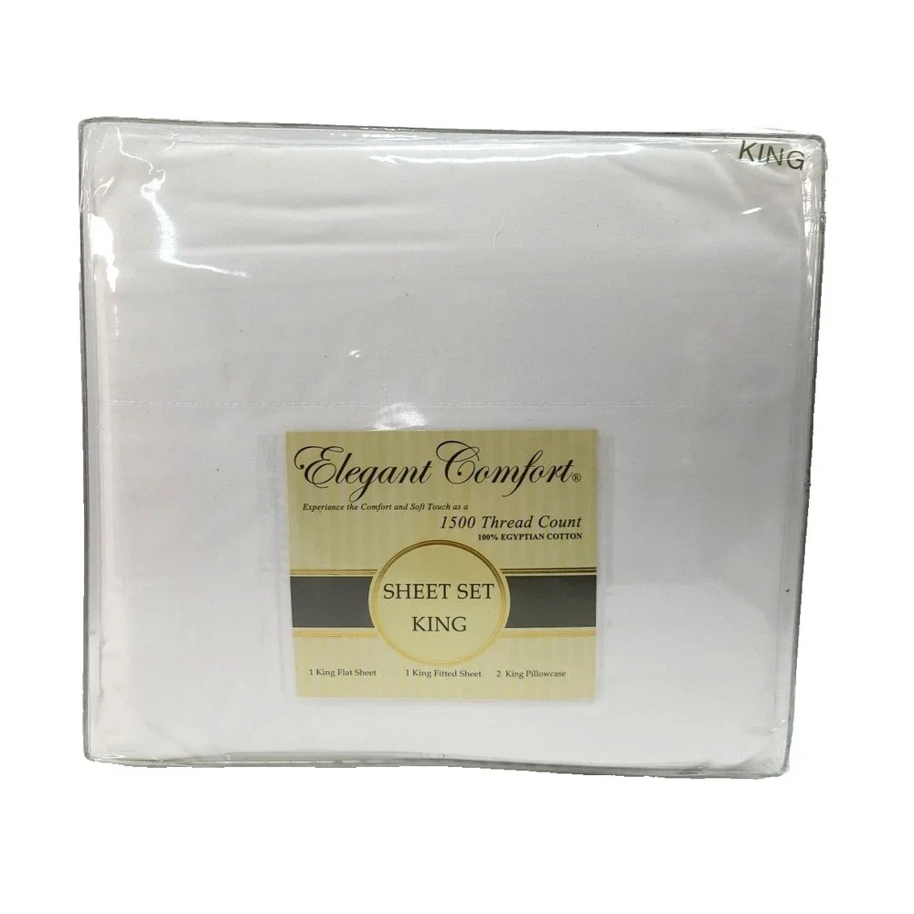 NEW Elegant Comfort 4-Piece King‎ Size Sheet Set Ivory Soft Silky Feel